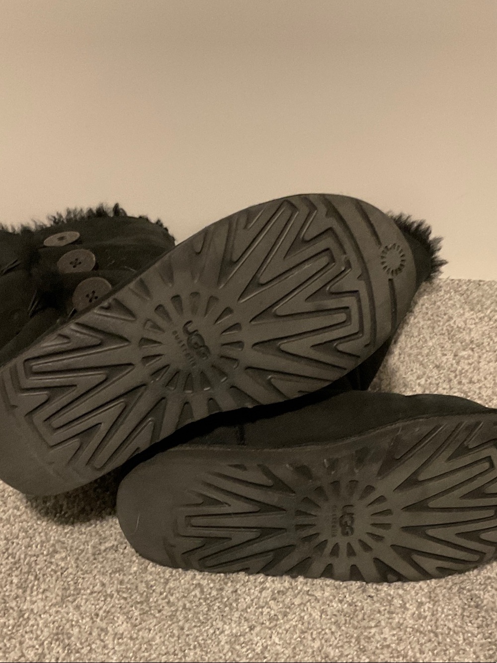 UGG Black Button-Detail Shearling Mid-Calf Boots - Picture 3 of 3